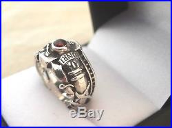 James Avery Martin Luther Garnet Crucifix Sterling Silver Ring Size 6