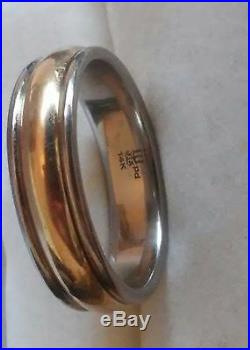 James Avery Palladium & 14k Gold ` Band / Ring Size 10 3/4 &10.26 Grams (205)