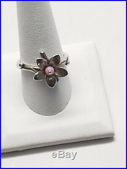 James Avery Pink Bead Blossom Flower Ring. Retired. 925 Preowned Size 10
