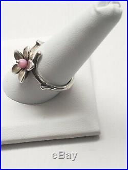 James Avery Pink Bead Blossom Flower Ring. Retired. 925 Preowned Size 10