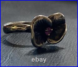 James Avery Pink Sapphire Pansy Flower Ring Sterling Silver Size 5.5 Retired