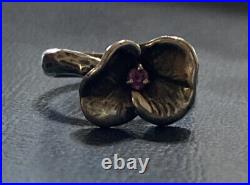 James Avery Pink Sapphire Pansy Flower Ring Sterling Silver Size 5.5 Retired