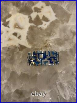 James Avery RARE Retired Ring Size 10 Blue? Enamel Two Tone? Sterling Silver