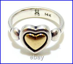 James Avery RETIRED 14K GOLD & STERLING SILVER Nice Petite HEART RING Sz 3.25