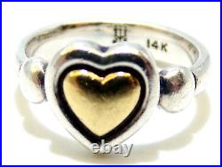 James Avery RETIRED 14K GOLD & STERLING SILVER Nice Petite HEART RING Sz 3.25