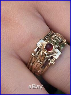 James Avery RETIRED 14K Yellow Gold Martin Luther Garnet Ring Size 10.25