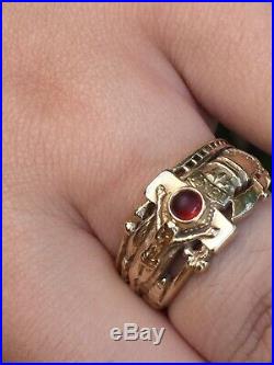 James Avery RETIRED 14K Yellow Gold Martin Luther Garnet Ring Size 10.25