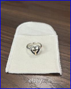 James Avery RETIRED RARE HTF Sterling Silver Heart With 14K Gold Cross Ring