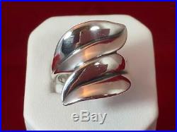 James Avery RETIRED Sterling Silver Leaf Bypass Wrap Ring Size 6.75 7