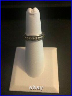 James Avery RETIRED Sterling Silver and 14kG Beaded Band Ring Sz. 5