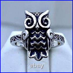 James Avery RETIRED Sterling WOODLAND OWL Ring Size 7.75