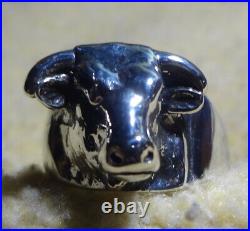 James Avery Rare Retired 925 Sterling Heavy Men's Bull Head Ring Size 13.0