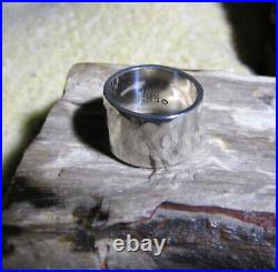 James Avery Rare Retired Sterling Silver Hammered Wide Ring Size 8.0