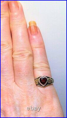 James Avery Red Garnet Heart Ring 14kt Gold & Sterling Silver size 5