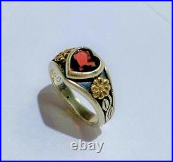 James Avery Red Garnet Heart Ring 14kt Gold & Sterling Silver size 5