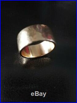 James Avery Reflection Wedding Band 14K Gold Hammered Ring size 8