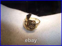 James Avery Retired 14K Yellow Gold Rose Ring Size 4 RARE