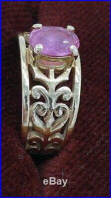 James Avery Retired 14 K Gold Pink Sapphire Ring Size 8
