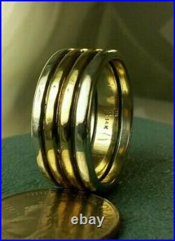 James Avery Retired 14k &. 925 HVY Wedding band 11.2MM Solid gold center Sz14.75