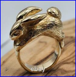 James Avery Retired 14k Bunny Rabbit Ring Sz7.25 Super Rare, Chunky, & Classic