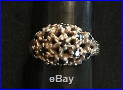 James Avery Retired 14k Gold Eleven Sapphire Daisy Flower Ring Size 7.5-7.75