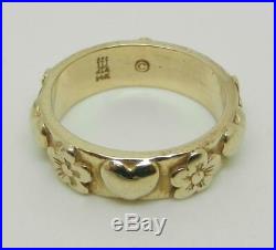 James Avery Retired 14k Gold Hearts And Flowers Ring Band Size 3.5 Lb2996