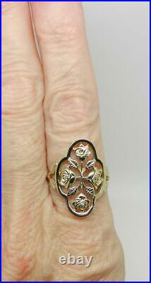James Avery Retired 14k Gold Quatrefoil Rose Ring Size 9 Rare Lb3178