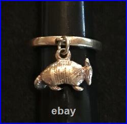 James Avery Retired 14k Gold Ring Dangle Pinky 3D Armadillo Size 3.5