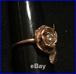 James Avery Retired 14k Gold Rose With. 15 Diamond Ring Size 4