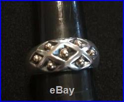 James Avery Retired 14k Gold & Sterling Silver Bead Lattice Ring Size 6.5