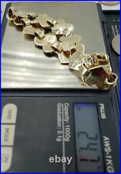 James Avery Retired 14k Hammered Heart Link charm Bracelet Solid Gold Fun 2 Wear