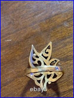 James Avery Retired 14k Yellow Gold Dove Ring