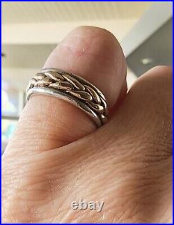 James Avery Retired 14kt Gold Braid Sterling Silver Band Ring Size 5.5 withJA Box
