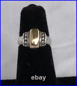 James Avery Retired 14kt Gold & Sterling Beaded Oval Dome Ring Size 4.75