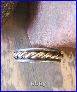 James Avery Retired 14kt Gold and Sterling Silver Rope Band Ring Size 6.5
