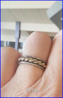 James Avery Retired 14kt Gold and Sterling Silver Rope Band Ring Size 6.5