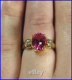 James Avery Retired 18K Contessa Lab Pink Sapphire & Diamond Ring Sz 5.5 Rare