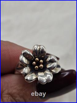 James Avery Retired 18k / 925 April Flower Ring Sz 7