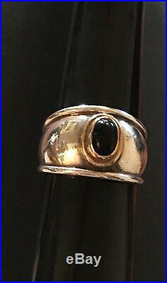 James Avery Retired 18k Sterling Silver Onyx Christina Ring Size 8