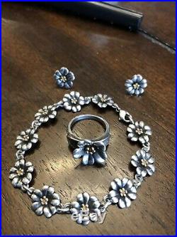 James Avery Retired 18kt Gold and Silver APRIL FLOWER Bracelet Ring ...