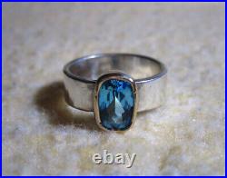 James Avery Retired 925 & 14kt Gold Graciela Ring with Blue Topaz Size 8.0
