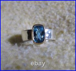 James Avery Retired 925 & 14kt Gold Graciela Ring with Blue Topaz Size 8.0