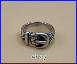 James Avery Retired 925 Sterling Silver Floral Belt & Buckle Ring Size 5.5