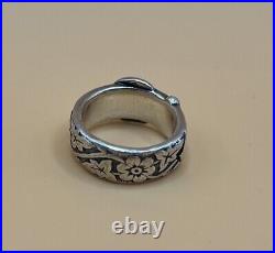 James Avery Retired 925 Sterling Silver Floral Belt & Buckle Ring Size 5.5