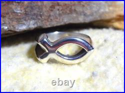 James Avery Retired 925 Sterling Silver Ichthus Fish Ring Size 7.0