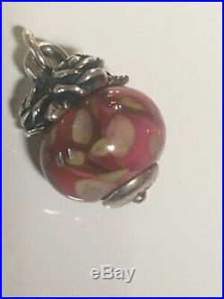 James Avery Retired Art Glass Rose Finial Charm. Mint Condition uncut jump ring