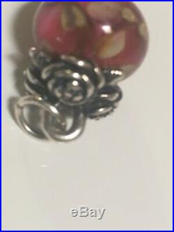 James Avery Retired Art Glass Rose Finial Charm. Mint Condition uncut jump ring