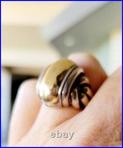 James Avery Retired BOLD Heavy 14kt Gold and Sterling Silver Dome Ring BEAUTIFUL