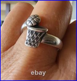 James Avery Retired Basketball Ring Sterling Silver Vintage, NEAT Size 8.5