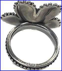 James Avery Retired Beaded Festive Flower Ring, size 8